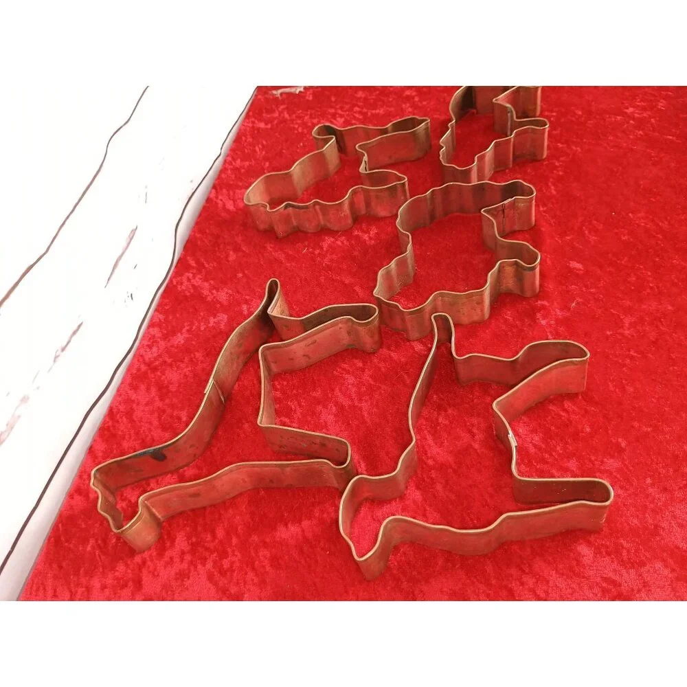 Martha By Mail‎ Copper 5 Vintage Dog-Shaped Metal Cookie Cutters Baking Crafts